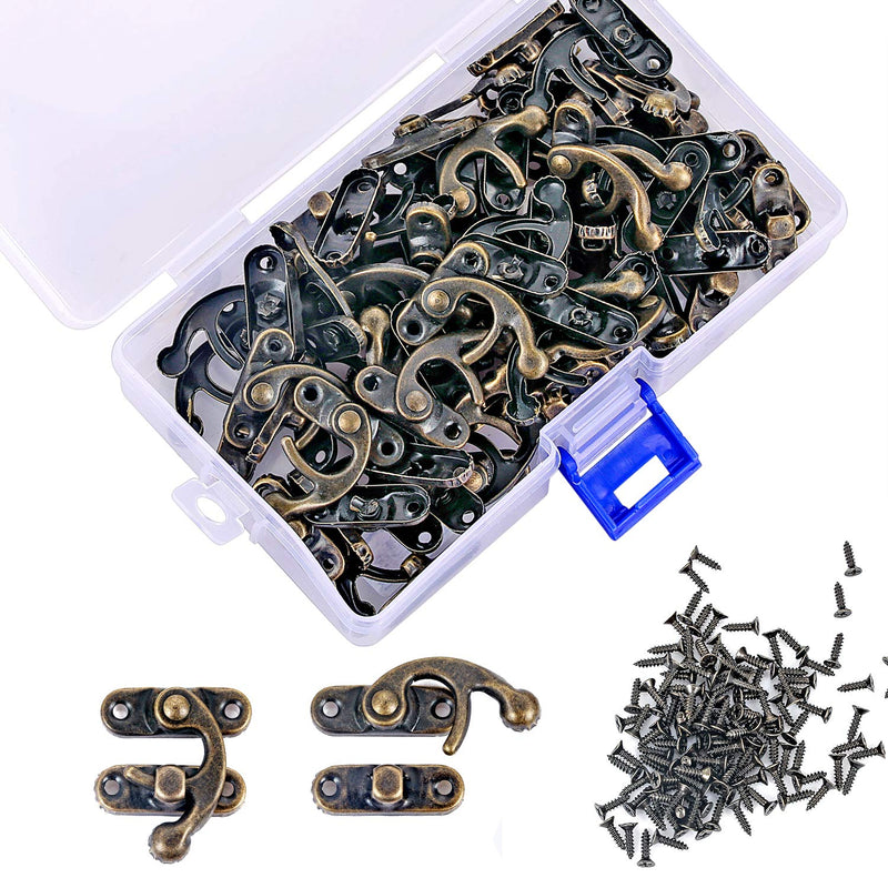 [AUSTRALIA] - PGMJ 40 Pieces Jewelry Box Hardware Bronze Tone Antique Right Latch Hook Hasp Horn Lock Wood Jewelry Box Latch Hook Clasp and 160 Replacement Screws (Right Latch Buckle) 