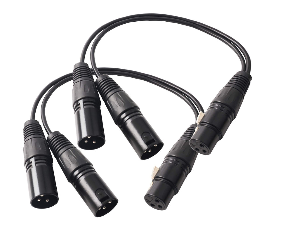 [AUSTRALIA] - Devinal XLR Splitter Female to 2 Male Cable, XLR Female to Dual XLR Male Balanced Patch Y Cable, 3 PIN XLR Jack to 2 XLR Plugs Adaptor Cord - 1 Feet 2 Pack 