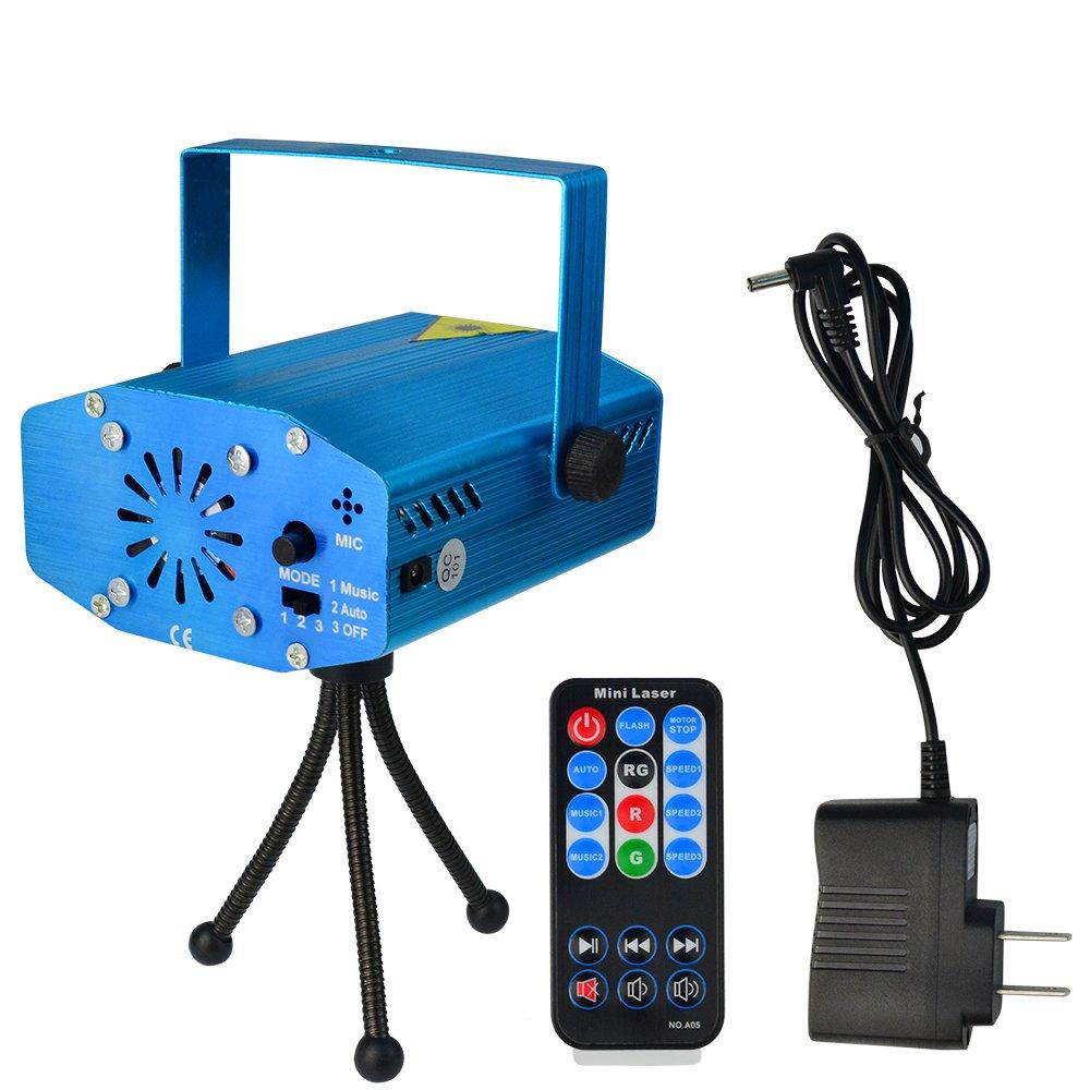 SUMERSHA LED Laser Lights Sound Activated Disco DJ Party Lights Mini Auto Flash RG Led Stage Lights with Remote Control Strobe Lights for Party Show Birthday Wedding Halloween Blue