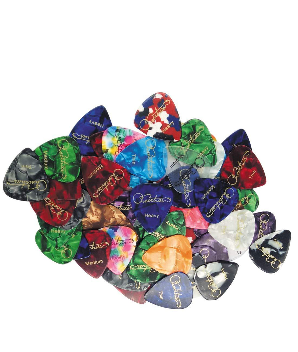 Cheerhas 60Pcs Abstract Guitar Picks Stylish Guitar Picks Plectrums for For Your Electric, Acoustic, or Bass Guitar, Thin Medium Heavy, Includes 0.46mm, 0.71mm, 0.96mm, 1.2mm Mixed Thickness Varied