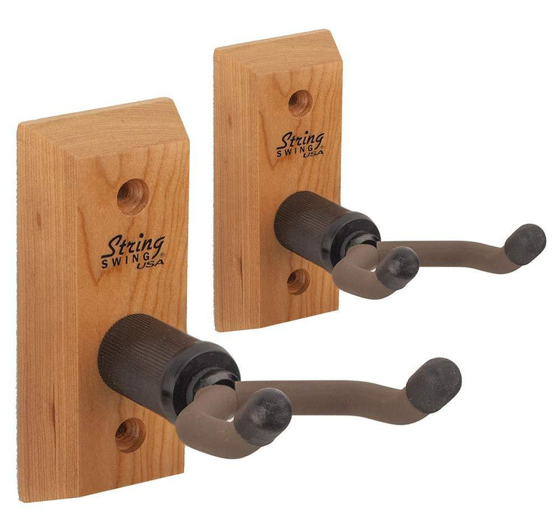 Ukulele Hanger Wooden Wall Mount Made in the USA or Mandolin Hanger - Cherry Hardwood - by String Swing CC01UK-C2 (2 Pack) Two Pack