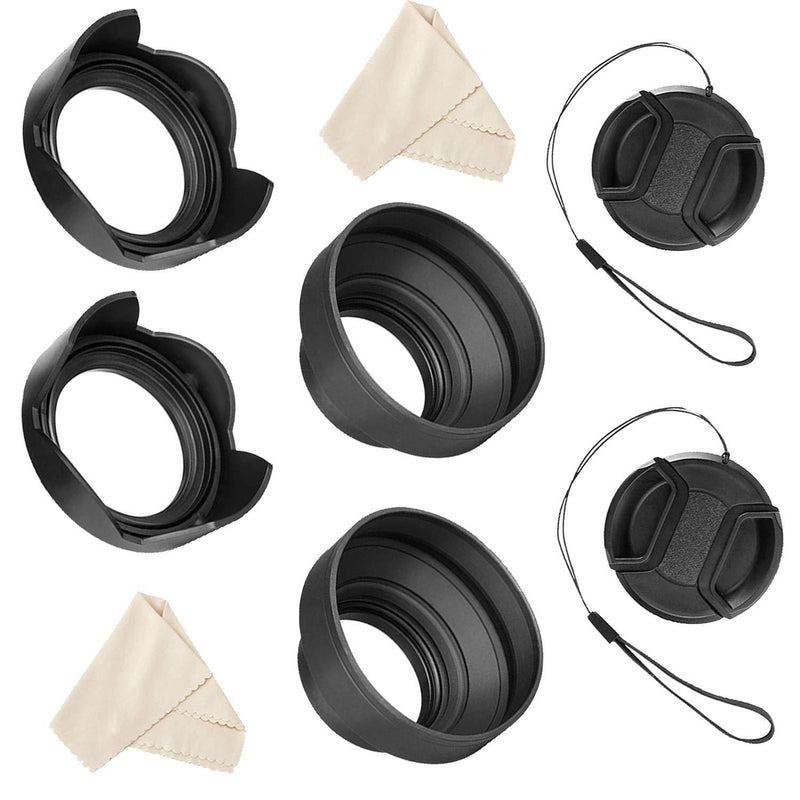 Veatree 55mm and 58mm Lens Hood Set Compatible with Nikon D3400 D3500 D5300 D5500 D5600 D7500 DSLR Camera with AF-P DX NIKKOR 18-55mm f/3.5-5.6G VR, AF-P DX NIKKOR 70-300mm f/4.5-6.3G ED Lenses