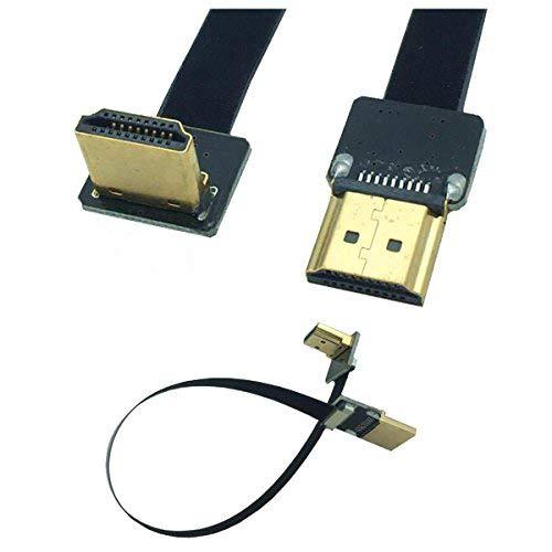 FPV HDMI Cable, Kework 20cm FPV HDMI Slim Flat Cable, 90 Degree Upward Standard HDMI Male Interface to Standard HDMI Male Interface for RED BMCC FS7 C300 (Single Upward) Single Upward