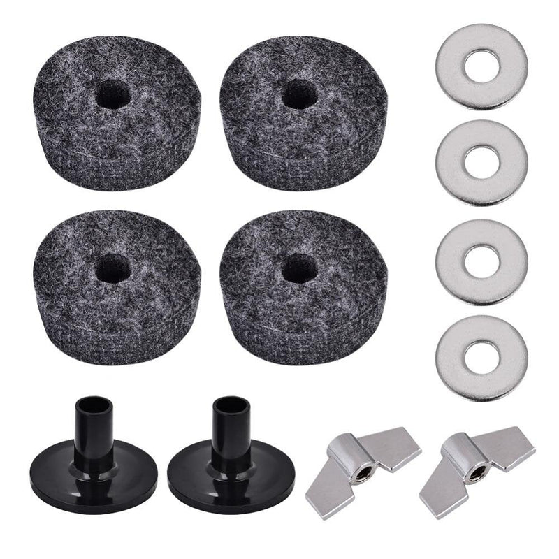 Dilwe 2Pcs Drum Cymbal Sleeve + 4Pcs 4cm Drum Cymbal Felt Washer + 2Pcs Wing Nut + 4Pcs Metal Pad Set
