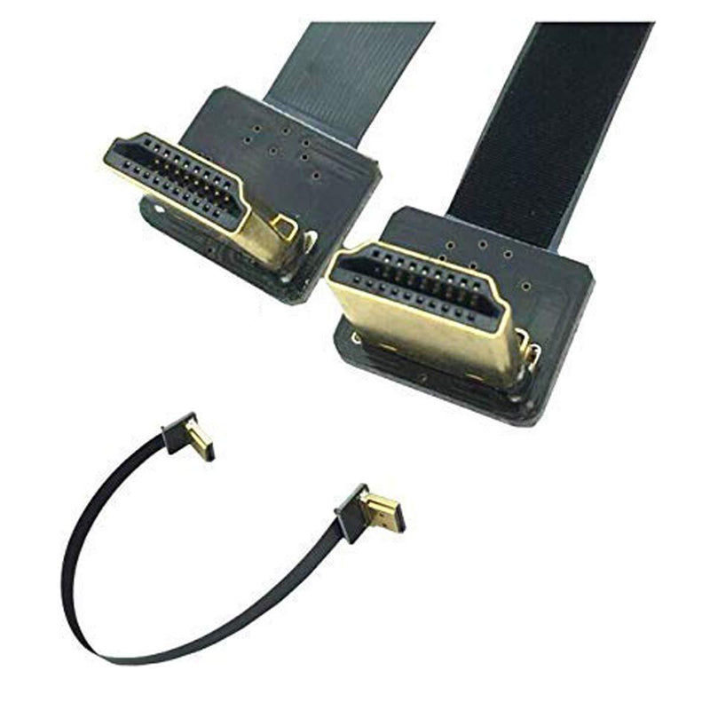 FPV HDMI Cable, Kework 20cm FPV HDMI Slim Flat Cable, 90 Degree Upward Standard HDMI Male Interface to 90 Degree Upward Standard HDMI Male Interface for RED BMCC FS7 C300 (Double Upward) Double Upward
