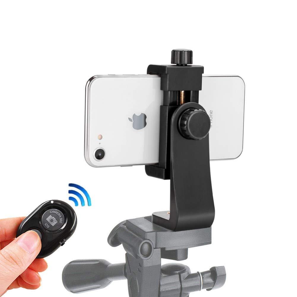 Phone Tripod Mount for iPhone Smartphone Holder Phone Adapter Clip with Remote for iPhone 12 11 Pro Xs Max XR X 8 7 6 6s Plus Samsung Nexus