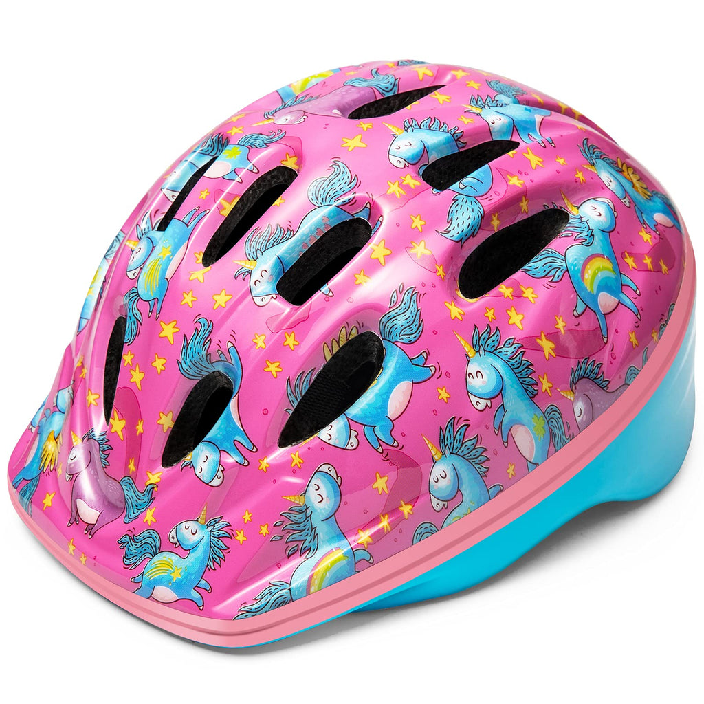 OutdoorMaster Toddler Kids Bike Helmet - Multi-Sport 2 Sizes Adjustable Safety Helmet for Children (Age 3-15), 14 Vents for Kids Skating Cycling Scooter A-DES-Unicorn Small: 3-5 years old