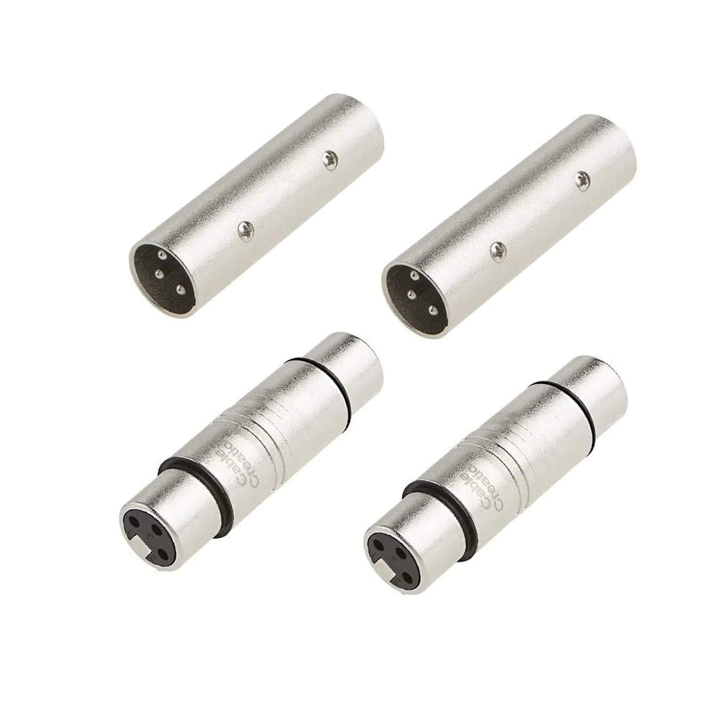 [AUSTRALIA] - CableCreation [2-Pair] XLR Male to Male & XLR Female to Female 3PIN Adapter Connector Compatible Microphone,Mixer,Silver [2-Pair] [M-M]&[F-F] 