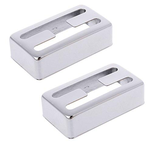 Timiy 2pcs Exquisite Durable Copper Material Electric Guitar Humbucker Pickup Cover with H-type Hole (Silver) Silver