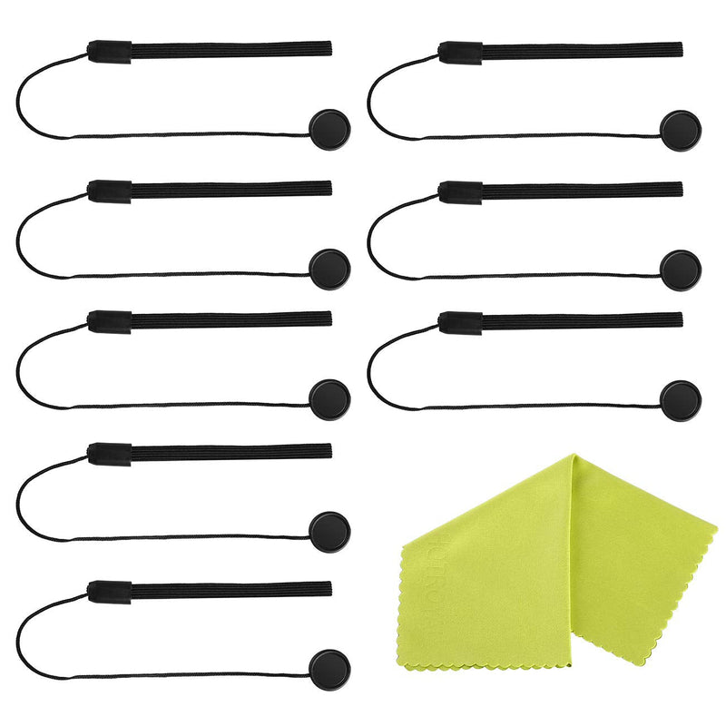[AUSTRALIA] - Camera Lens Cap Keeper Lens Cap Holder Prevent Lens Cap Lost for DSLR SLR Camera Canon/Nikon/Sony/Panasonic/Fujifilm Camera with Microfiber Cleaning Cloth (8 Pack) 