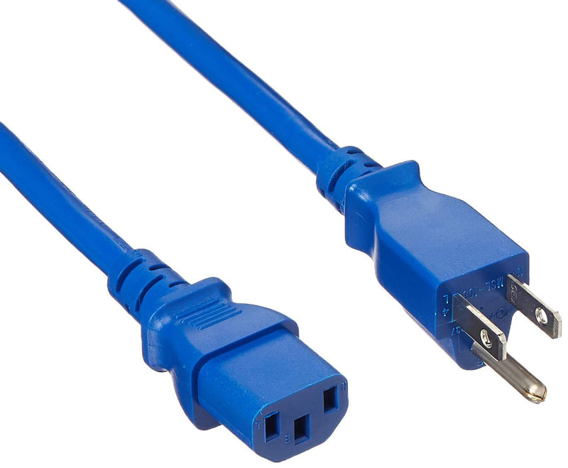 Monoprice 133560 18AWG Power Cable/Cord - 2ft - Blue 3 Conductor PC Power Connector Socket 10A (NEMA 5-15P to IEC 60320 C13) 2 Feet 1 Pack