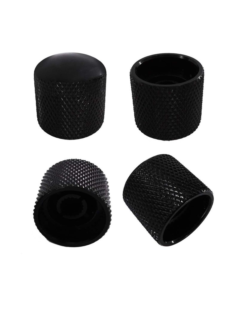 Metallor Guitar Tone Volume Control Knobs Knurled Metal 18mm Diameter Dome Style Compatible with 6mm Solid Shaft Tele Telecaster Style Electric Guitar or Bass Set of 4Pcs Black.