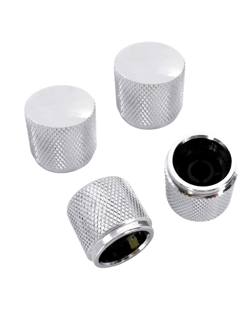 Metallor Knurled Chrome Silver Metal Guitar Tone or Volume Control Knobs 20mm Diameter Dome Style Compatible with Tele Telecaster Style Electric Guitar or Bass Set of 4Pcs.