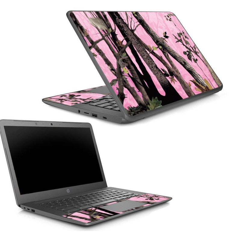 MightySkins Skin Compatible with HP Chromebook 14 G5 - Pink Tree Camo | Protective, Durable, and Unique Vinyl Decal wrap Cover | Easy to Apply, Remove, and Change Styles | Made in The USA