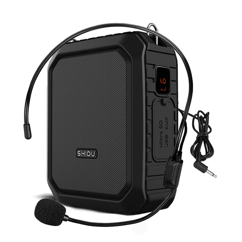 [AUSTRALIA] - Voice Amplifier with Wired Headset Mic 18W Portable Bluetooth Speaker Megaphone Waterproof IPX5 Loudspeaker Voice Recording Power Bank for Outdoor Activities, Parties, Teaching, Meeting, Training, etc Black 
