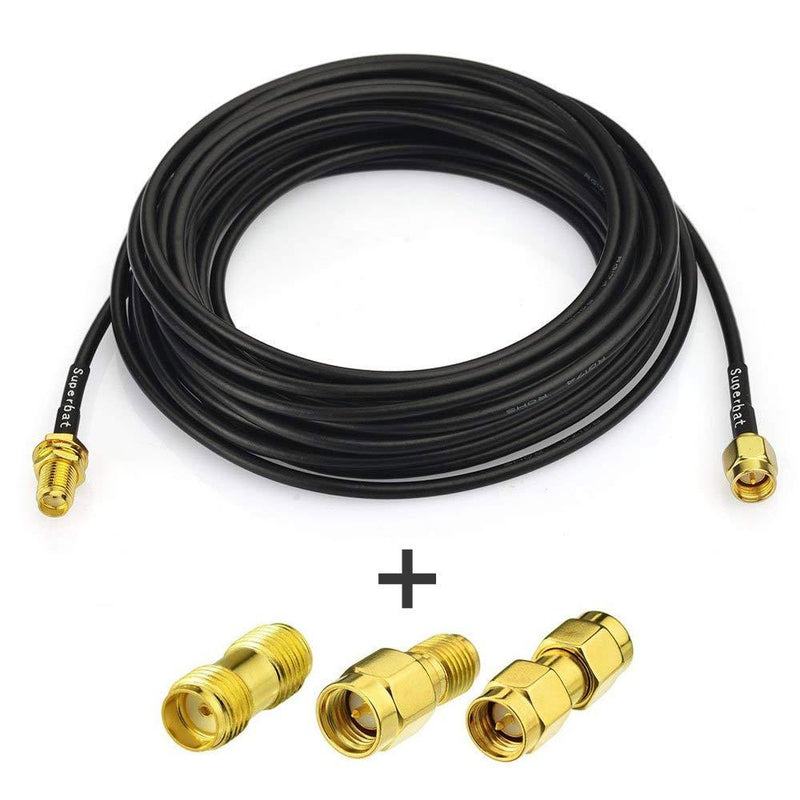 Superbat RF coaxial SMA Male to SMA Female Bulkhead RG174 15ft Cable + 3pcs RF Coax SMA Adapter Kit for SDR Equipment Antenna Ham Radio,3G 4G LTE Antenna,ADS-B,GPS and etc 5M/16.4FT