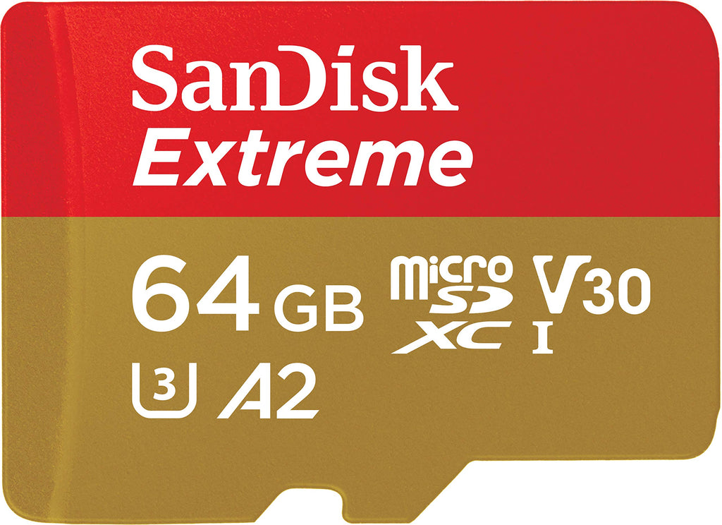 SanDisk 64GB Extreme microSDXC UHS-I Memory Card with Adapter - Up to 160MB/s, C10, U3, V30, 4K, A2, Micro SD - SDSQXA2-064G-GN6MA Card Only