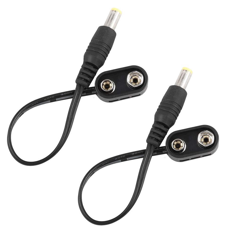 Mr.Power 9V Battery Clip Converter Power Cable Snap Connector 2.1mm 5.5mm Plug for Guitar Effect Pedal (2 Cable) 2 cable