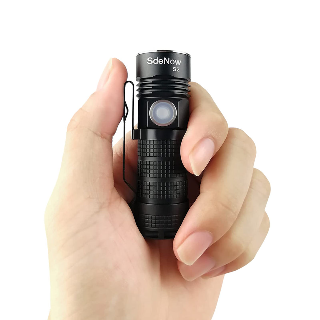 Mini Flashlight Rechargeable, 500 Lumen EDC Pocket Cap Light with 5 Modes, LED Handheld Flashlight Water Resistant Torch for Camping 16340 Battery Included