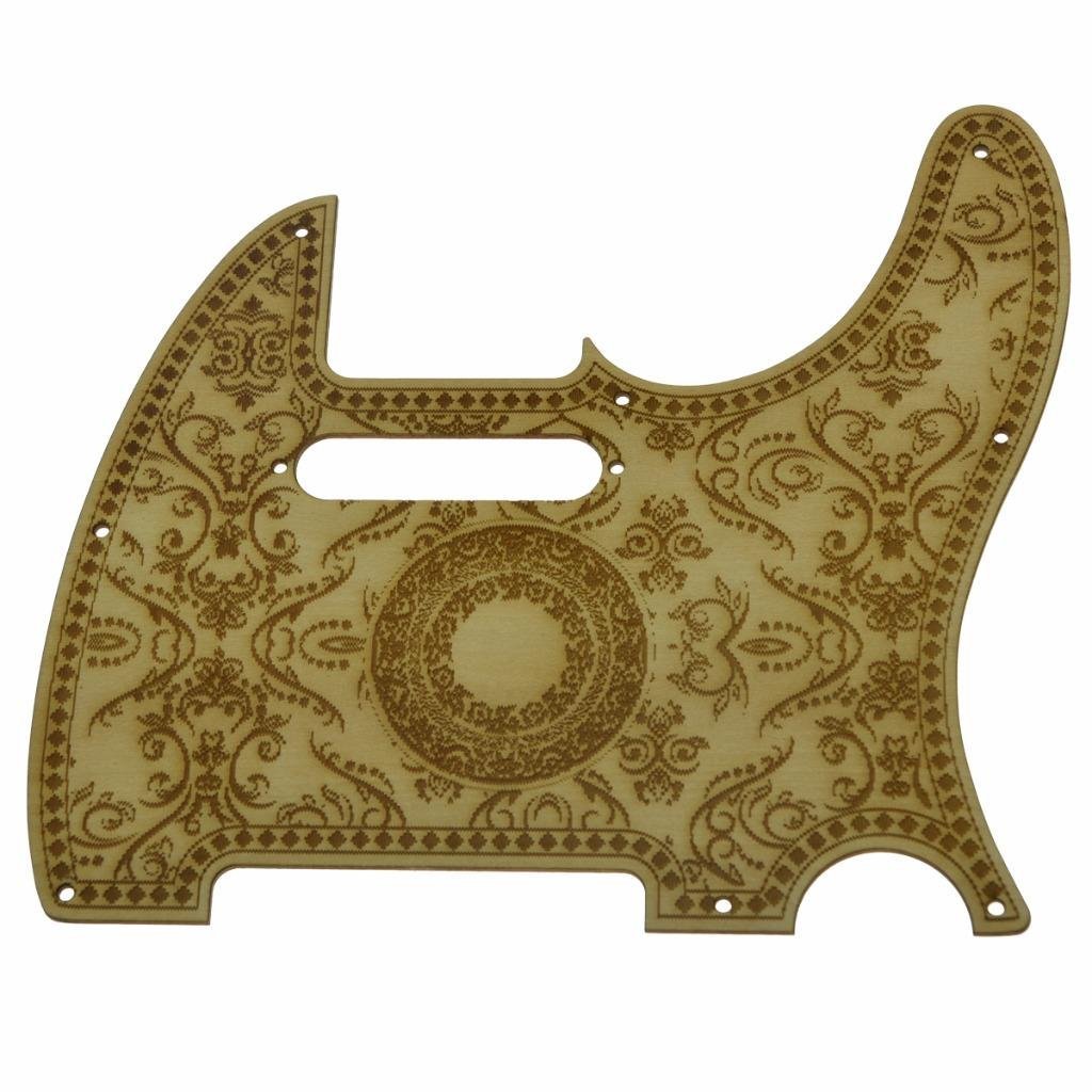 KAISH 8 Hole Floral Style Tele Maple Guitar Pickguard Wooden Scrach Plate for Fender Telecaster