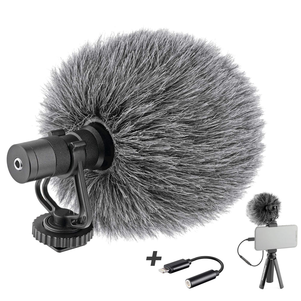 [AUSTRALIA] - Video Microphone with Adapter - Unidirectional On-Camera Microphone for iPhone - Directional Cardioid iPhone Microphone for Video Recording 