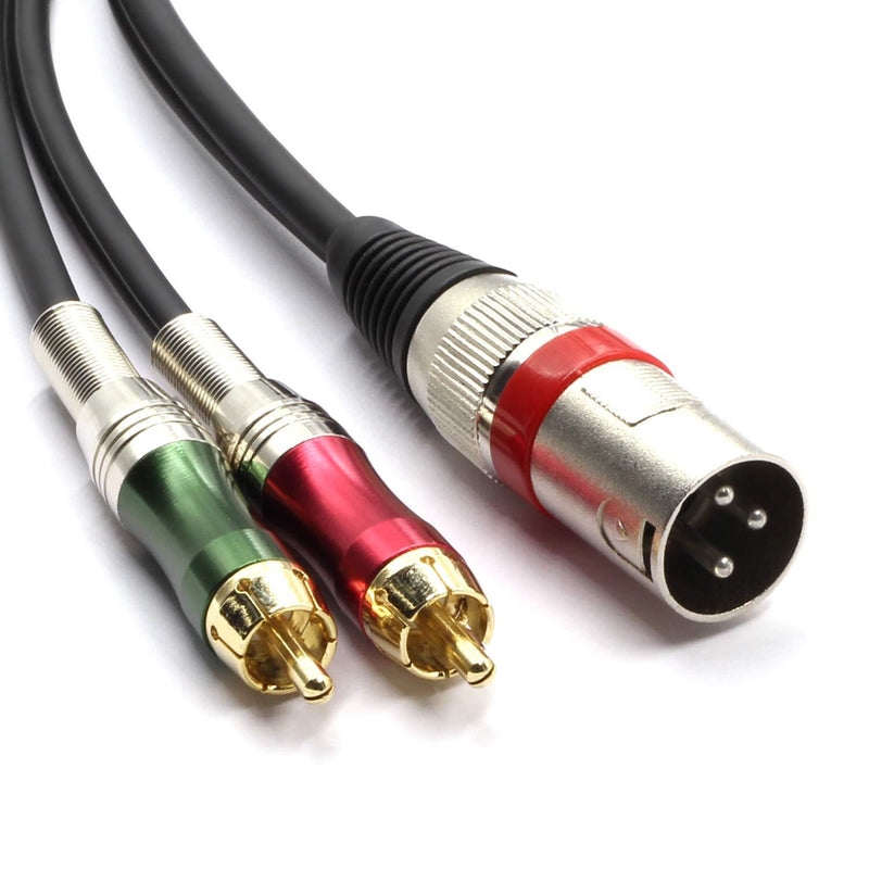 SiYear XLR Male to 2 x Phono RCA Plug Adapter Y Splitter Patch Cable, 1 XLR Male 3 Pin to Dual RCA Male Plug Stereo Audio Cable Connector(1.5 Meters) 5 feet