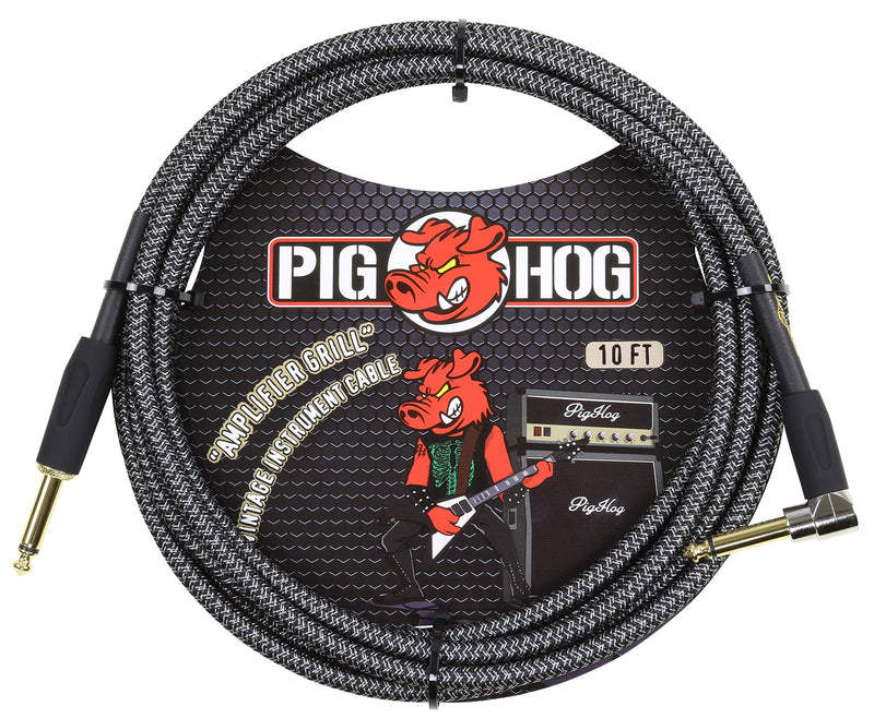 [AUSTRALIA] - Pig Hog PCH10AGR Right-Angle 1/4" to 1/4" Amplifier Grill Guitar Instrument Cable, 10 Feet 