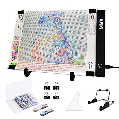 Mlife Diamond Painting A4 LED Light Pad - Dimmable Light Board Kit, Apply to Full Drill & Partial Drill 5D Diamond Painting with Detachable Stand and Clips A4+Stand