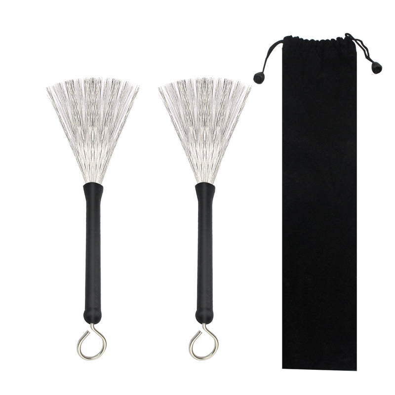 WeiMeet Drum Brushes Retractable Drum Wire Brushes with Comfortable Rubber Handle(2 Pieces)