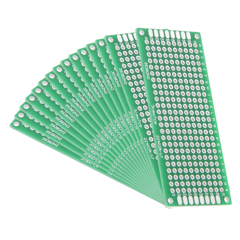 uxcell 15pcs 3x7cm Double Sided PCB Board Universal Printed Circuit Proto Board for DIY Soldering Electronic Projects Practice Test Circuit