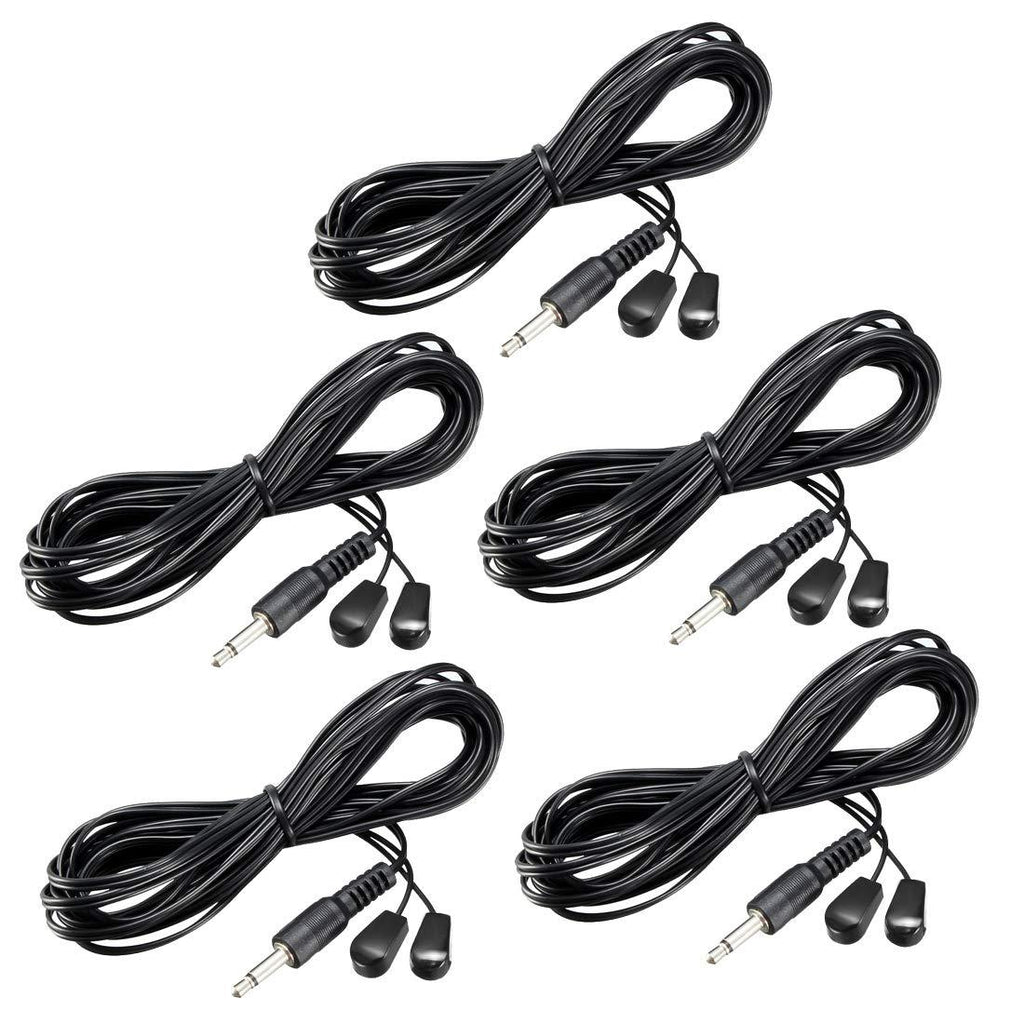 uxcell IR Infrared Emitter Extension Cable 9.8ft Long 45 Degree Emission Angle 3.5mm Jack Dual Black Head 5pcs