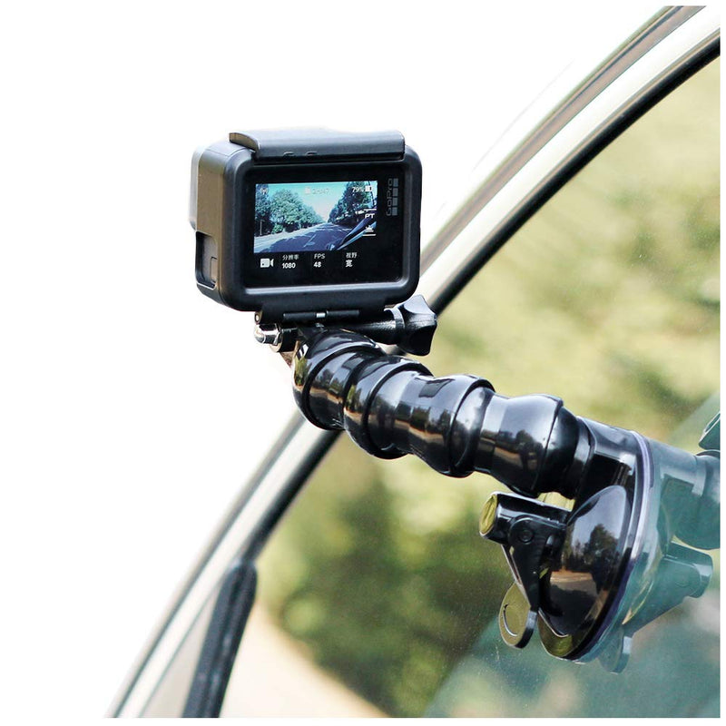 Flexible Gooseneck Suction Cup Car Mount Holder for GoPro Hero 10 9 8 7 6 5 Black,SUREWO Flexible Extension Car Windshield Mount with Phone Holder for iPhone,Samsung Galaxy,Google Pixel and More