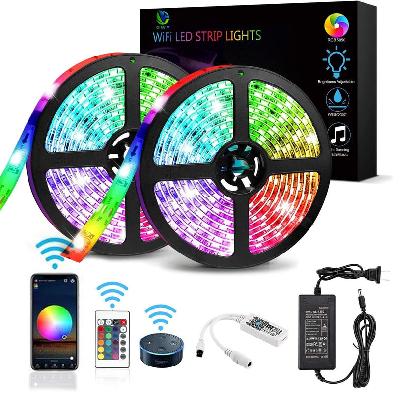 [AUSTRALIA] - LED Strip Lights, WiFi Wireless Smartphone Controlled 32.8 FT Lights Strip Work with Android iOS System, Alexa,Google Assistant APP, for Kitchen,Room,TV, Party, DIY Decoration 16.4 Feet 