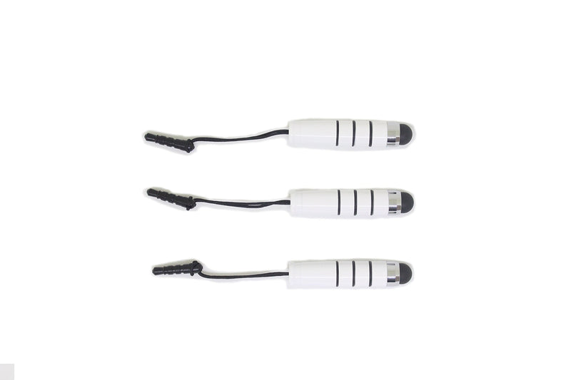 SLY Slim Capacitive Stylus Rubber Tip Pen for All Touch Screen Devices Set of 3 (White) White