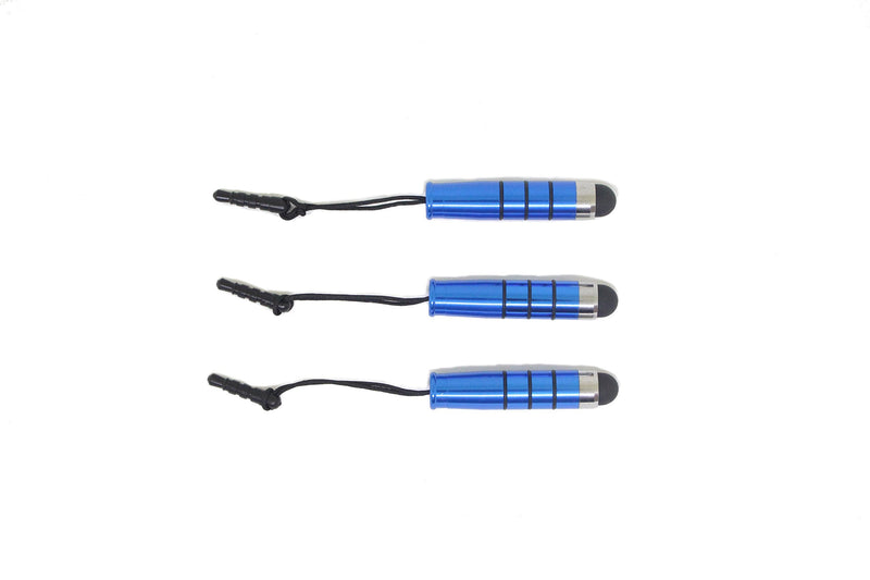 SLY Slim Capacitive Stylus Rubber Tip Pen for All Touch Screen Devices Set of 3 (Blue) Blue