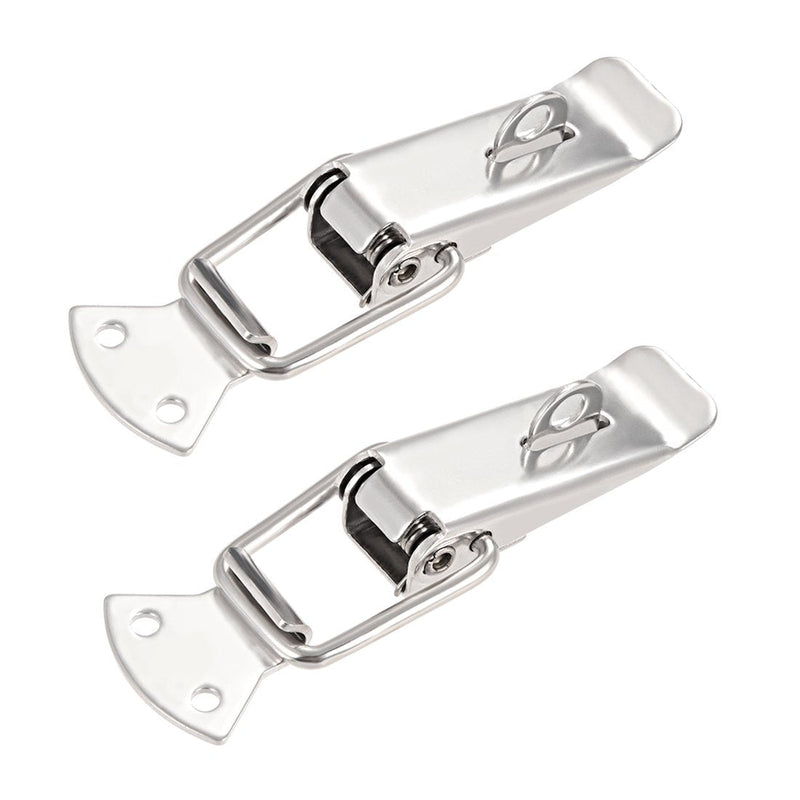 uxcell Spring Loaded Toggle Latches, 127mm Length Iron Hasps Clamps for Case Box Trunk Catches, Pack of 2 (with Lock Hole)