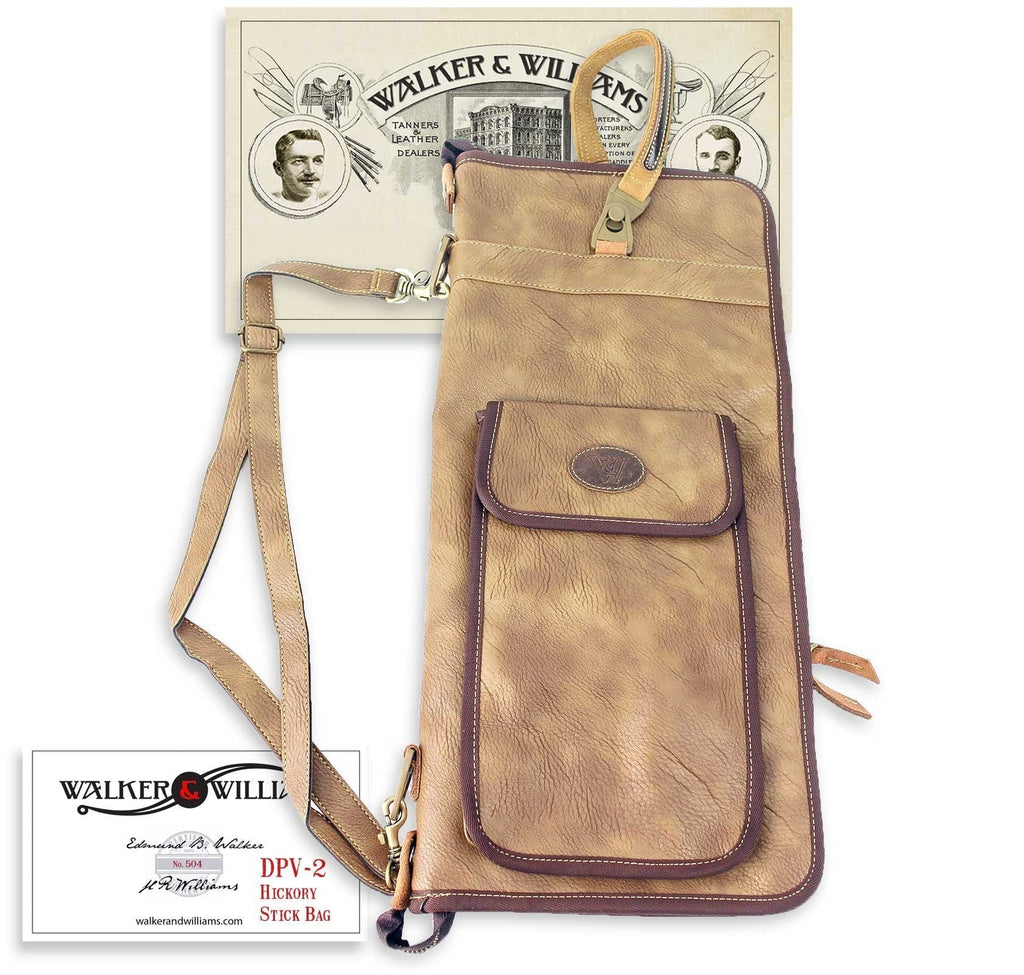Walker & Williams DPV-2 Hickory Drum Stick Bag with Detachable Straps Holds 10-12 Pairs