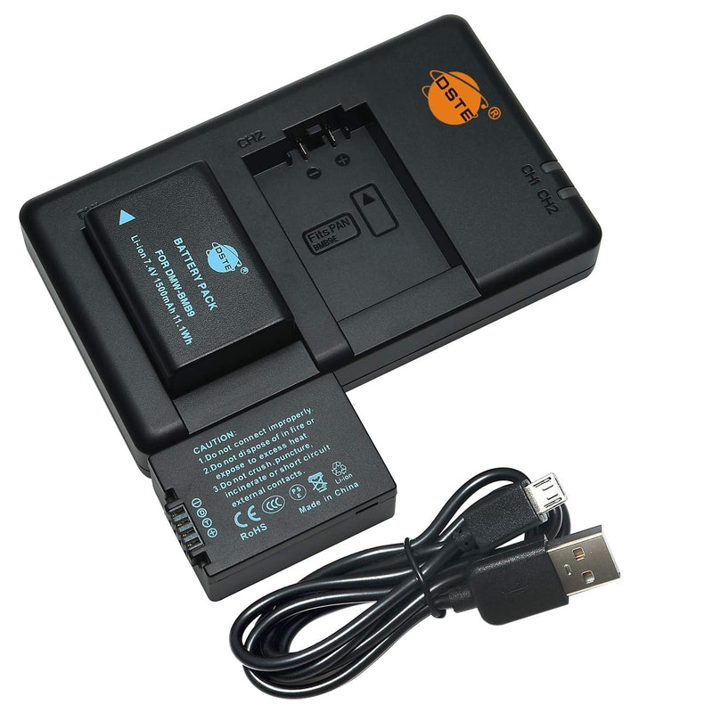 [AUSTRALIA] - DSTE Replacement for 2X DMW-BMB9E BMB9 Battery + Rapid Dual Charger with Micro USB Cable Compatible Panasonic Lumix DMC-FZ40 FZ45 FZ47 FZ48 FZ60 FZ62 FZ70 FZ72 FZ80 FZ100 FZ150 as BP-DC9 