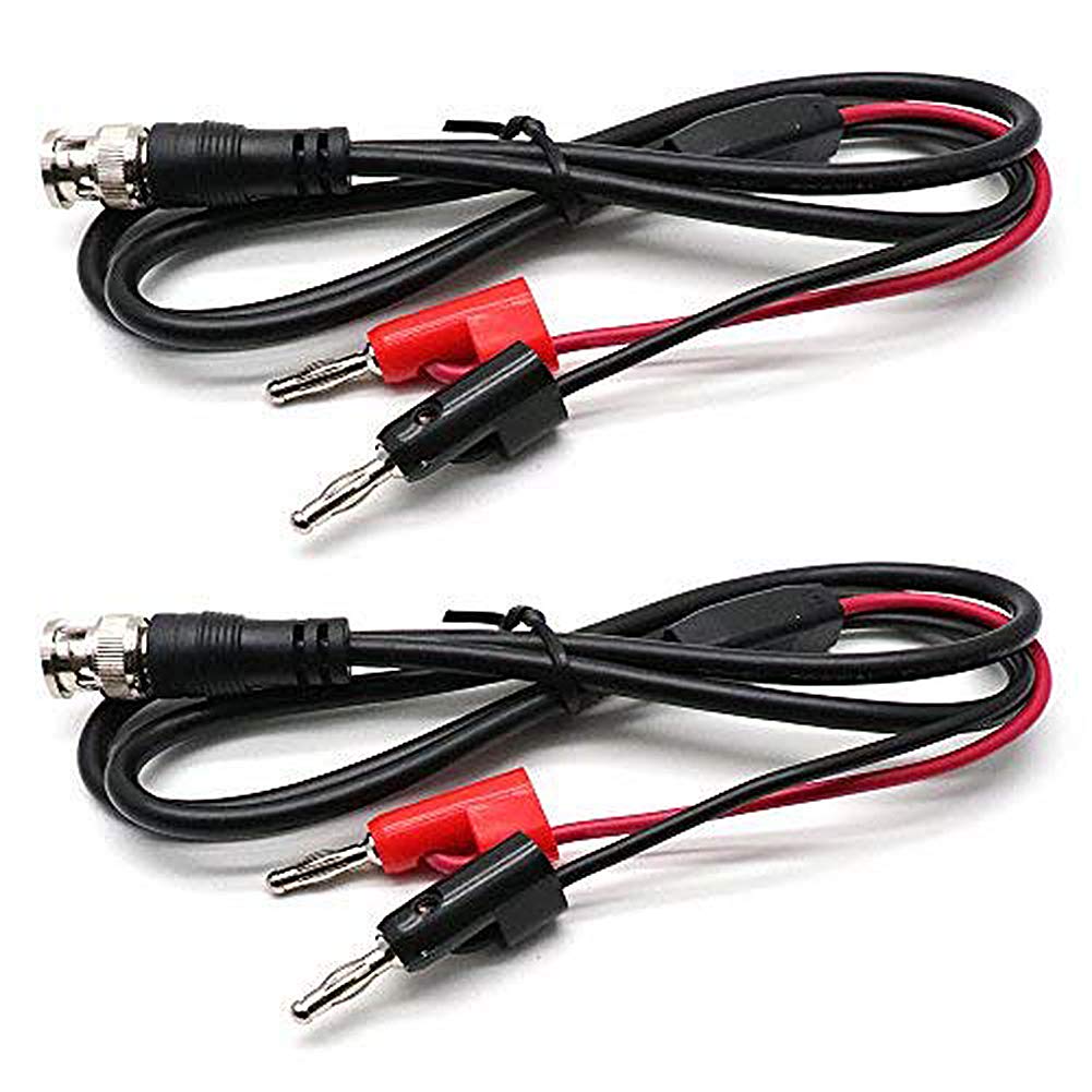 Dahszhi 3.3Ft BNC Male to Dual Banana Plug Test Lead Coaxial Cable for Oscilloscope - 2pcs