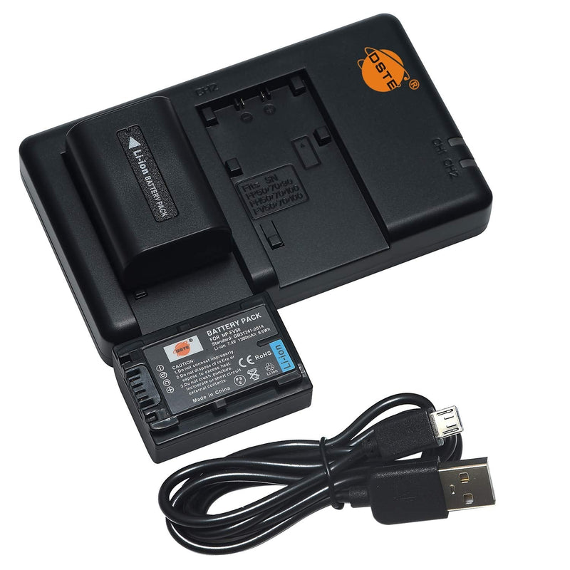 [AUSTRALIA] - DSTE Replacement for 2X NP-FV50 Battery + Rapid Dual Charger with Micro USB Cable Compatible Sony HDR-CX380 430V 900 580V 760V HDR-PJ540 650V HDR-PV710V 810 HDR-TD30V FDR-AX100 as NP-FV30 40 
