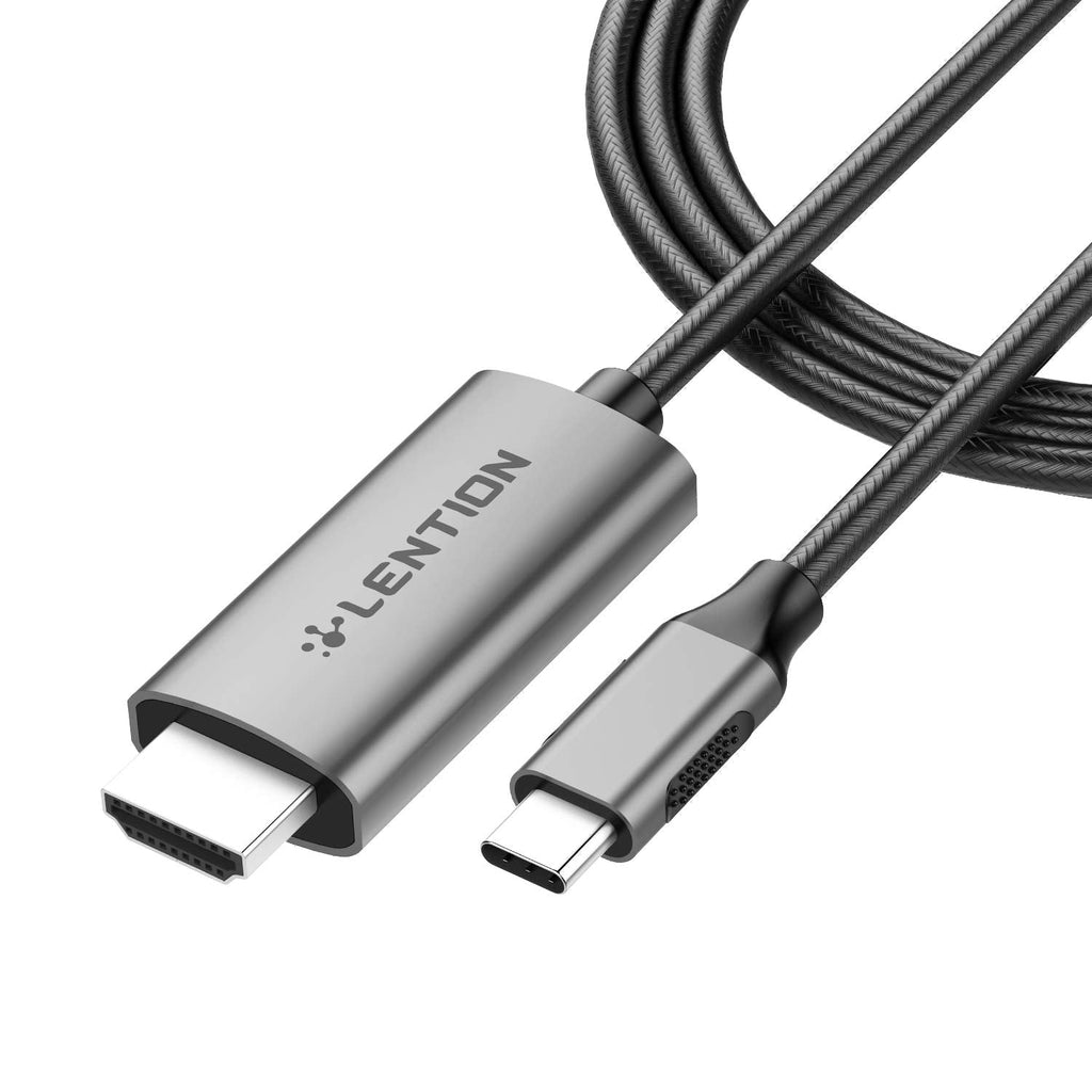 LENTION 6FT USB C to HDMI 2.0 Cable Adapter (4K/60Hz) Compatible 2021-2016 MacBook Pro, New iPad/Surface/Mac Air, Samsung S21/S20/S10, Note 21/20/10, Stable Driver Certified (CB-CU707-2M, Space Gray) 6 Feet