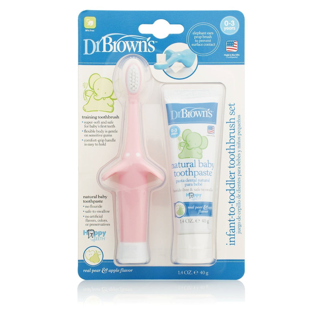 Dr. Brown's Infant Toothbrush and Toothpaste Combo Pack - Pink