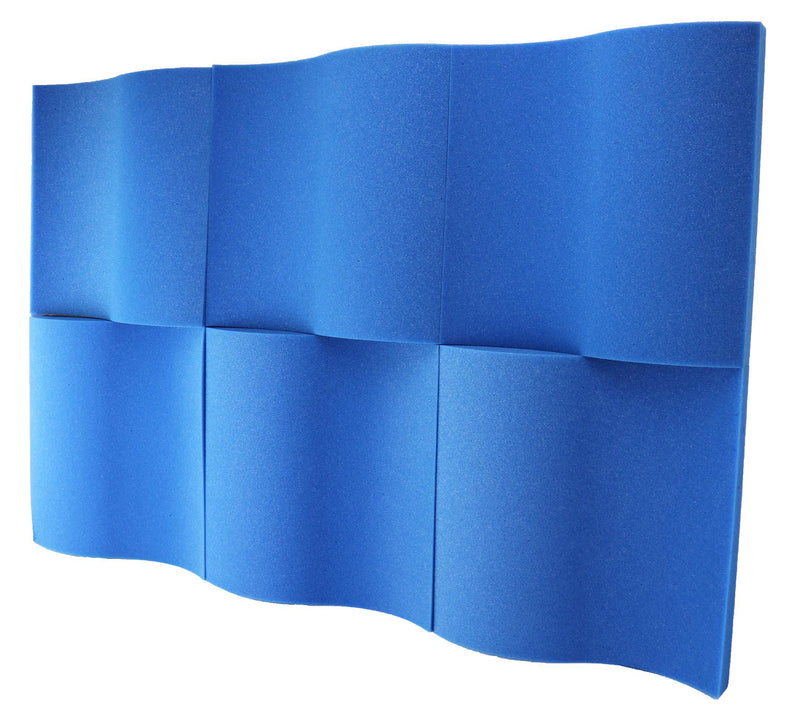 [AUSTRALIA] - Foamily 6 Pack - Blue Decorative Acoustic Panels Studio Foam Waves 2" X 12" X 12" Ice Blue 