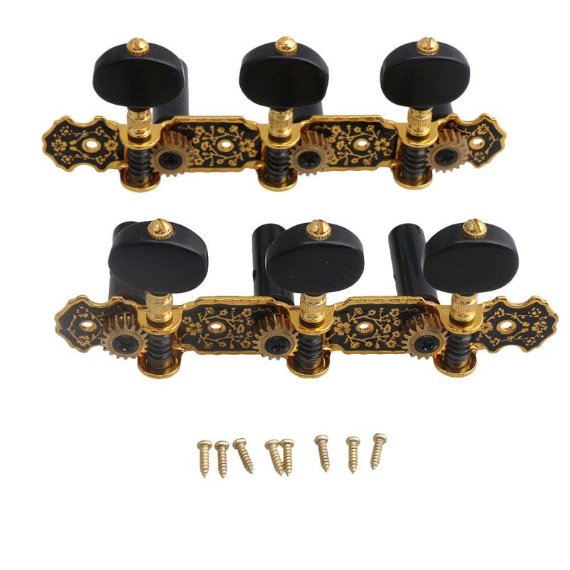 lovermusic Lovermusic Black Gold 1 Left 1 Right Classical Guitar-String Tuning Pegs Tuners Machine Heads Ratio 1:18