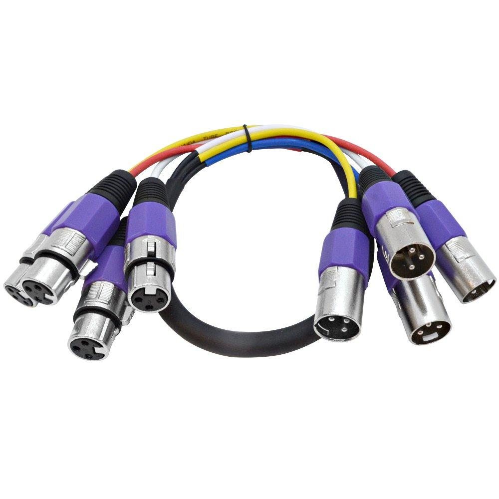 [AUSTRALIA] - Seismic Audio - SASN4P - 4 Channel 2 Foot XLR Snake Cable with Purple Cable Shell - Balanced Shielded Audio Frequency Control Patch Cable Snake 2' 