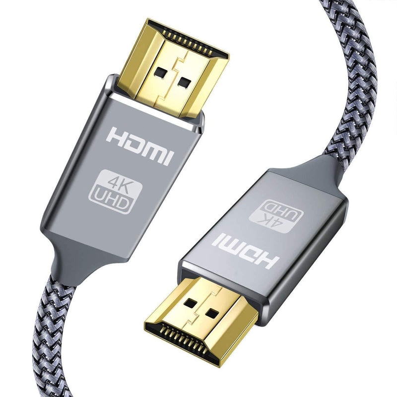 4K HDMI Cable,Capshi 15FT HDMI Cord High Speed 18Gbps HDMI to HDMI Cable,4K, 3D, 2160P, 1080P, Ethernet - 28AWG Braided HDMI 2.0 Cable - Audio Return Compatible UHD TV, Blu-ray, PS4/3, Monitor, PC 15 feet Grey