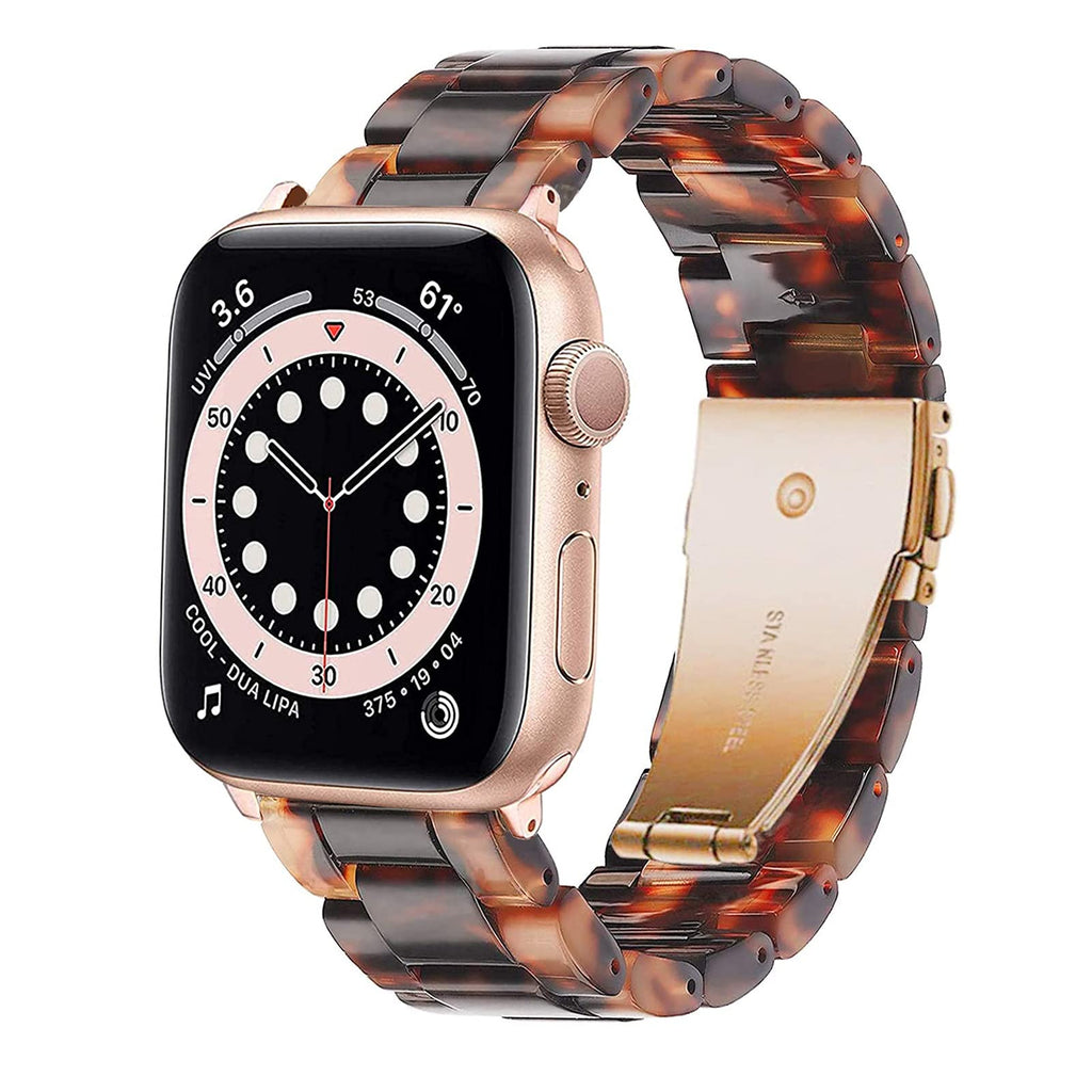 Omter Band Replacement for Apple Watch 40mm 38mm Women Men Fashion Resin Band Bracelet Strap Compatible with iWatch Series 7 6 SE 5/4 ,Series 3 /2 /1(Tortoise-tone 40mm 38mm) Tortoise-tone 40mm 38mm