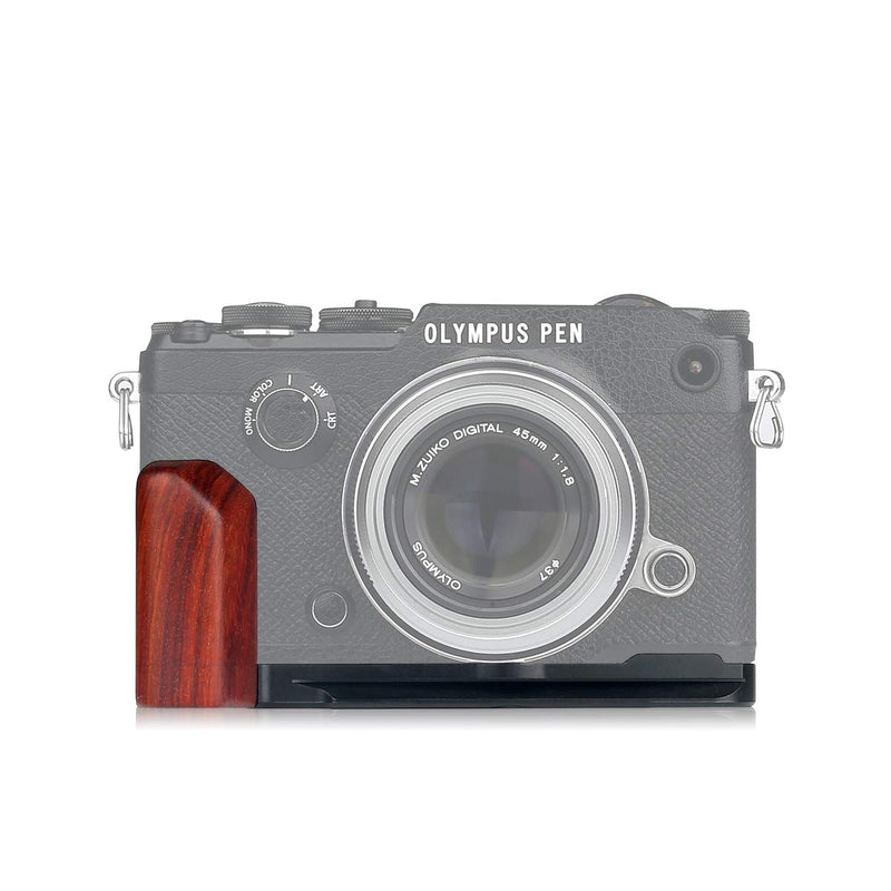 WEPOTO ECG4-R Hand Grip Quick Release Plate L Bracket QR Plate Compatible with Olympus Pen-f Camera -Aluminium Padauk