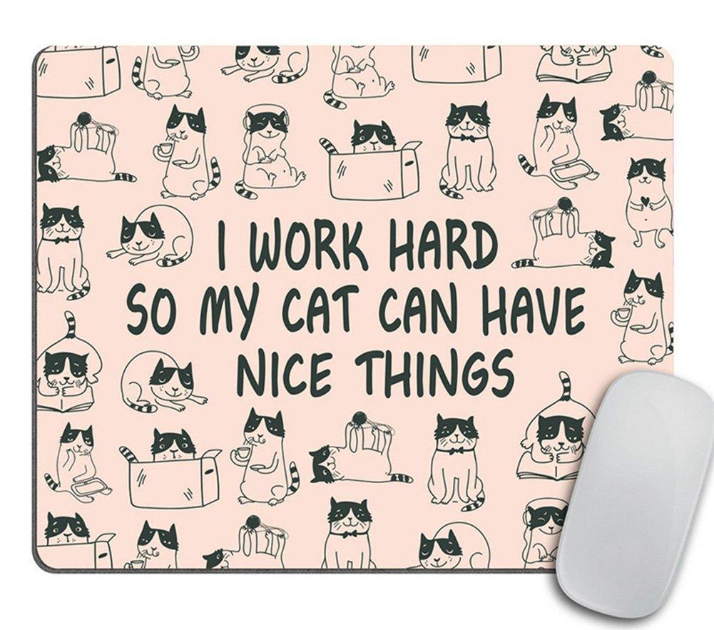 Mouse Pad Mousepad Cat Mouse Pad Funny Coworker Gift Office Supplies Cat Lover Gift Pink Office Desk Accessories Cubicle Decor Peach Cute - I Work Hard So My Cat Can Have Nice Things PP-53