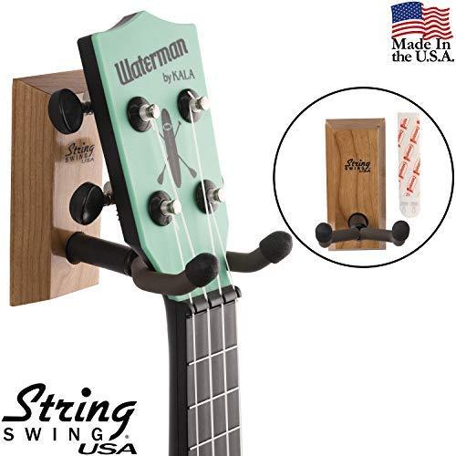 String Swing Ukulele Wall Mount Adhesive Stand for Mandolin Ukele – Concert Pineapple Soprano Tenor and Baritone Compatible – Case Alternative Kit for Home or Studio – Cherry Hardwood CC62UK-C